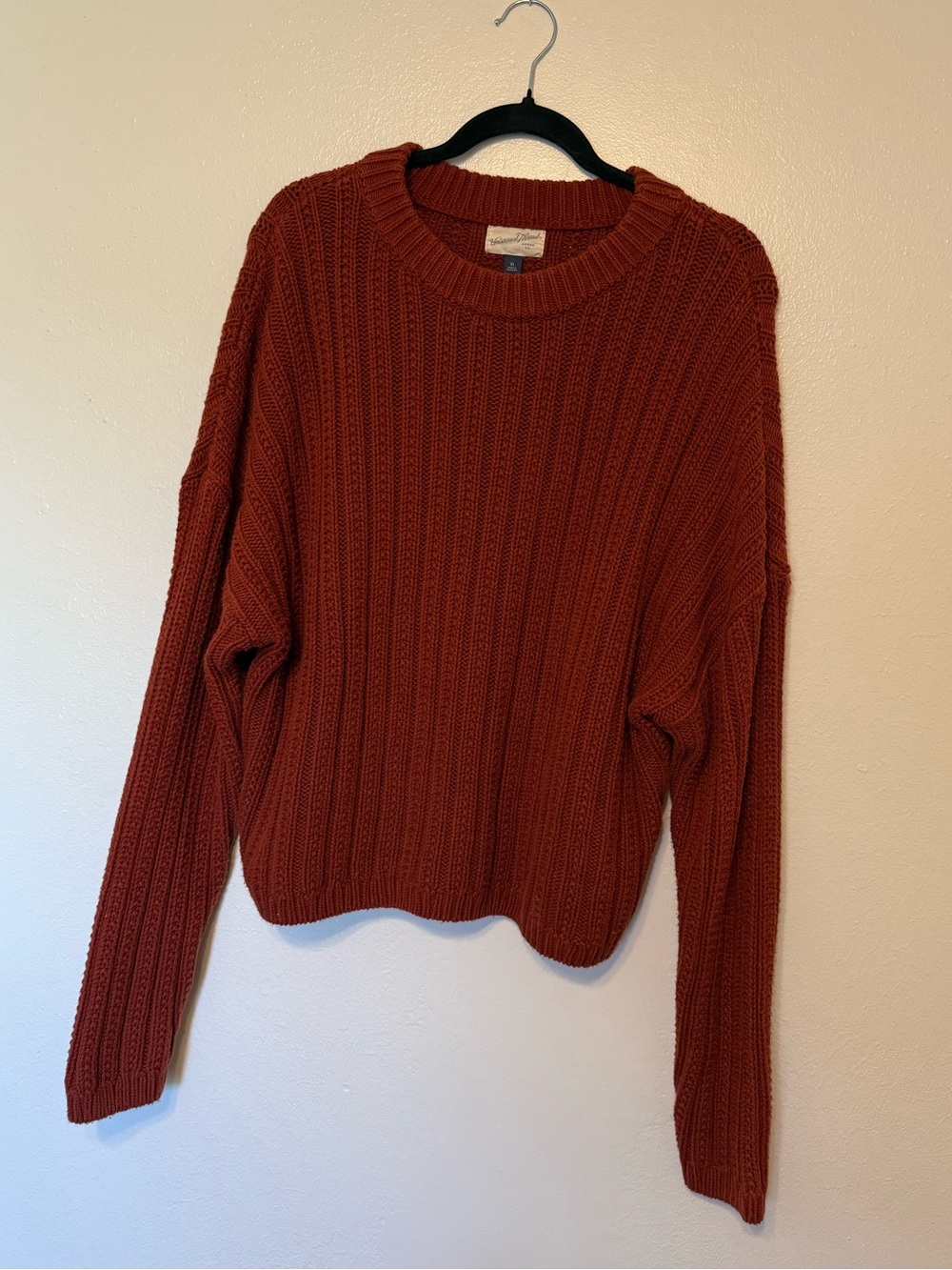 CO Women's Rust Ribbed Crewneck Sweater